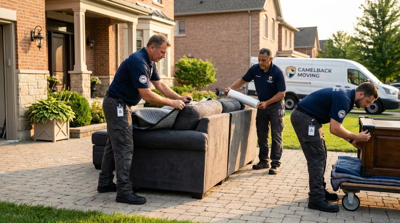 Large estate moving crew wrapping furniture in Martinsburg, PA