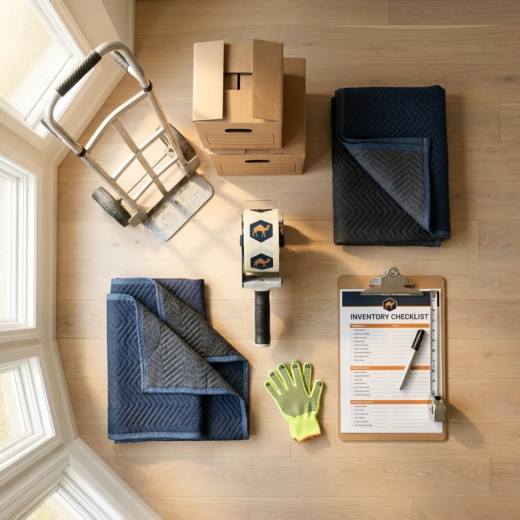 Professional moving supplies and packing materials layout for Martinsburg residential relocations